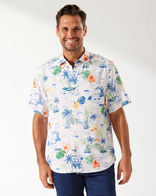 XL Tommy Bahama Hawaiian Plaid Camp Shirt