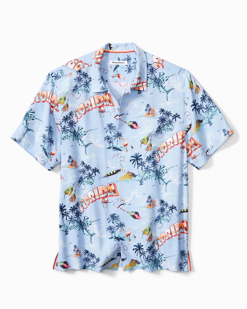 NWT Tommy Hilfiger Golf Camp Shirt I Love Florida Surf Beach Miami Size L