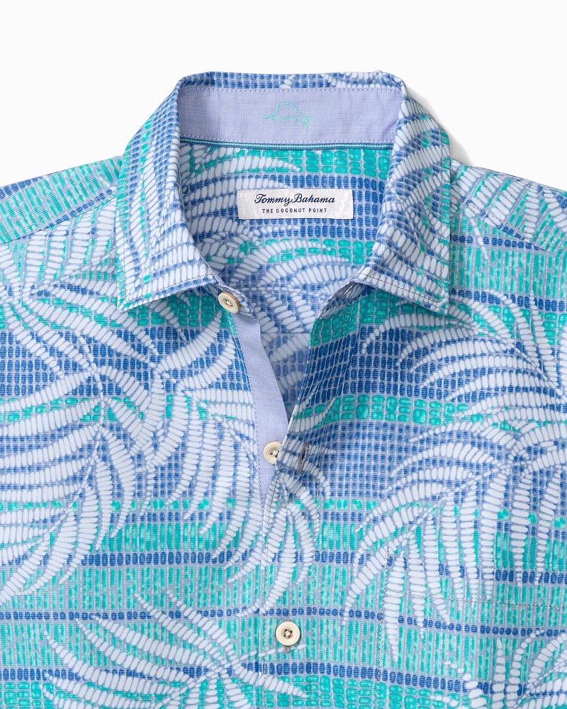 Tommy Bahama Coconut Point Jungle Grove IslandZone Camp Shirt Blue Canal / L