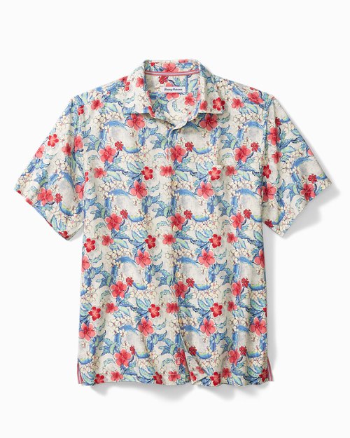NWT $135 Tommy Bahama SS Green Blue Pink Floral Shirt Men's SZ L Basilica Blooms 