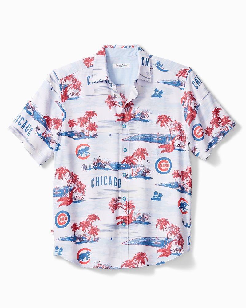 Men's Chicago Cubs Tommy Bahama Black Baseball Bay Button-Up Shirt
