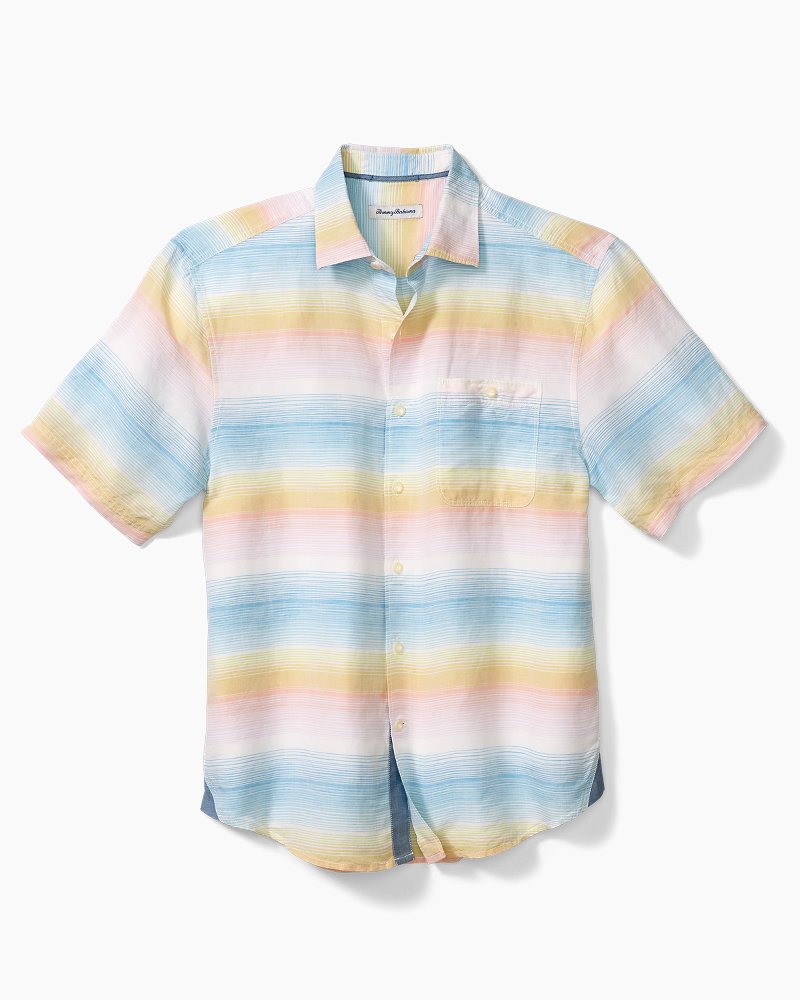 Serape Stripe Linen-Blend Camp Shirt