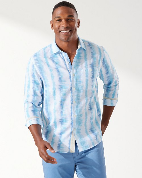 Tommy Bahama Men's Shirt Cabana Stripe Button Down Size L XL NWT Lagoon Water 
