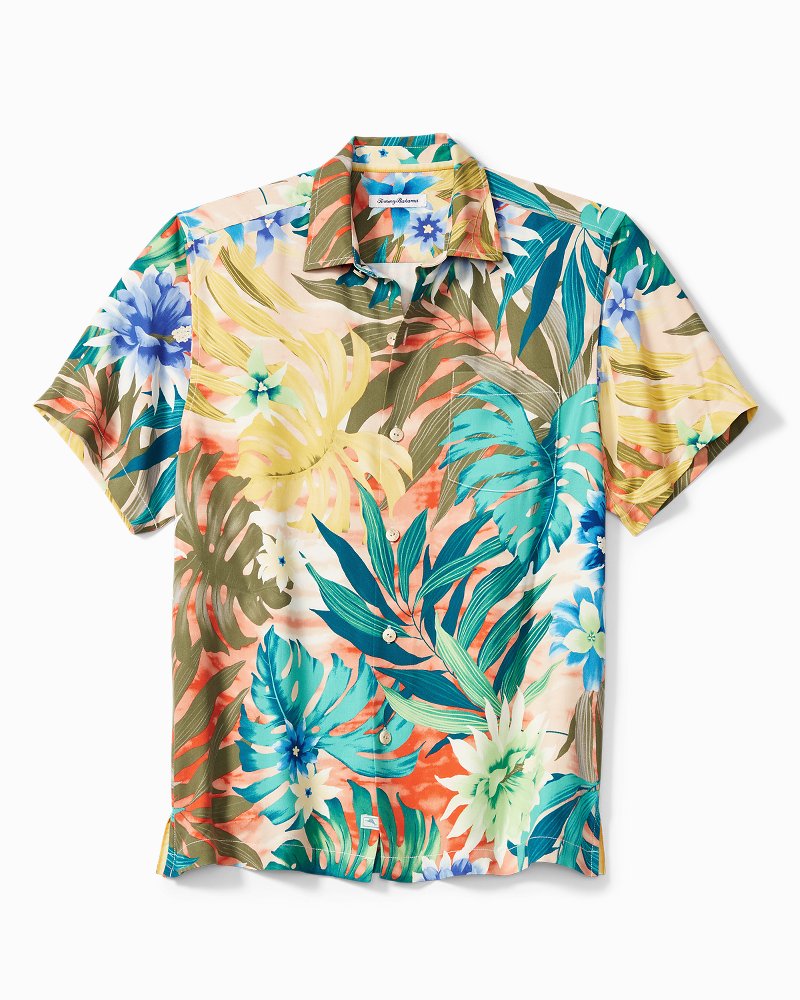 Texas Rangers Tommy Bahama Jungle Shade Silk Camp Button-Up Shirt - Royal