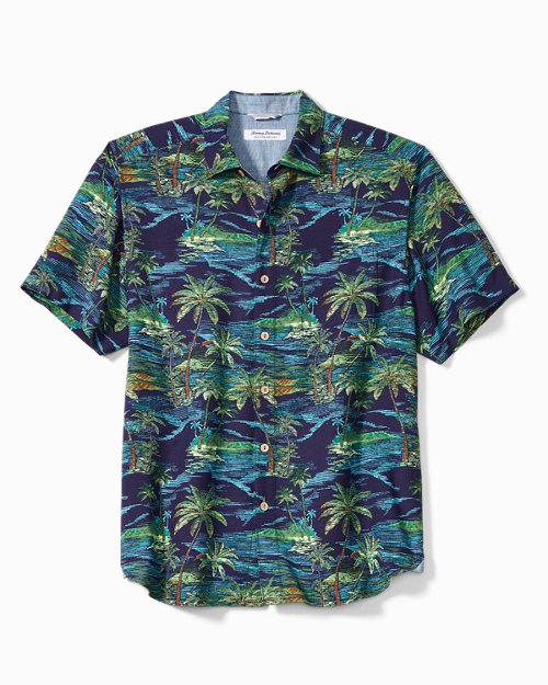 Tommy Bahama Read Between the Fronds Floral Blue Short Sleeve Hawaiian Shirt New 