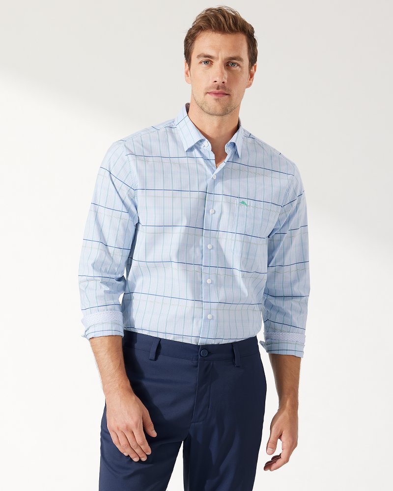Sarasota Stretch Merlot IslandZone® Plaid Shirt