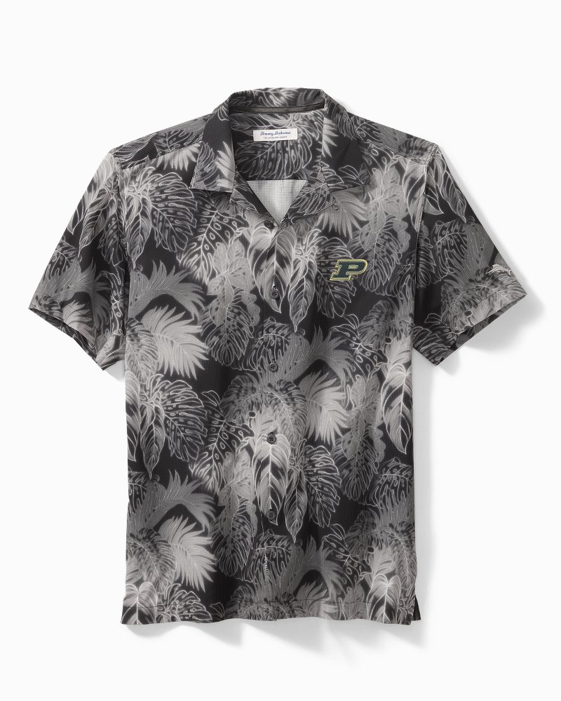 Men's Tommy Bahama Gray Houston Texans Coconut Point Frondly Fan Camp  IslandZone Button-Up Shirt