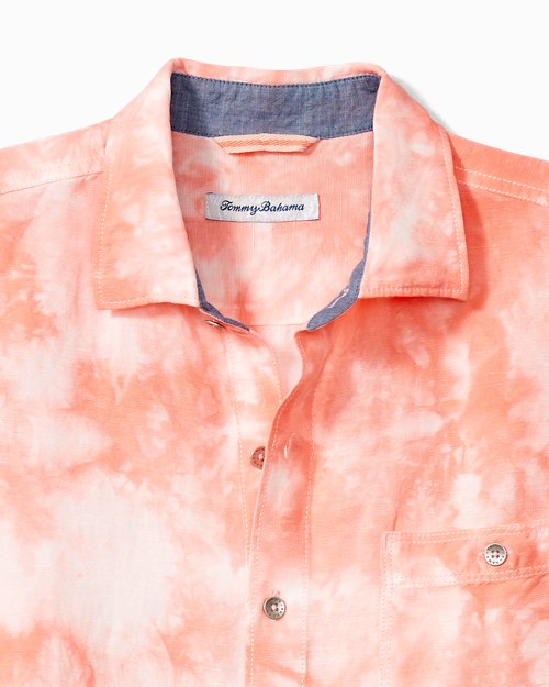 Poolside Tie Dye Linen-Blend Camp Shirt
