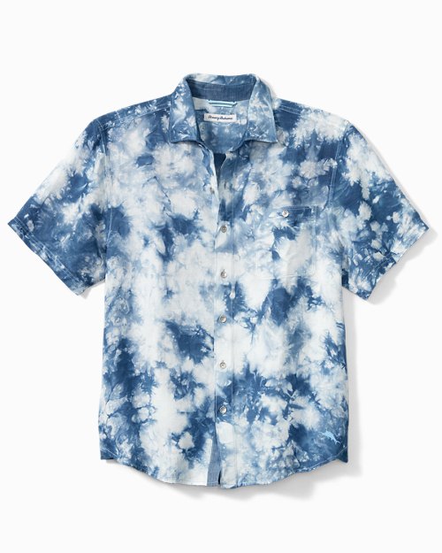 Poolside Tie Dye Linen-Blend Camp Shirt