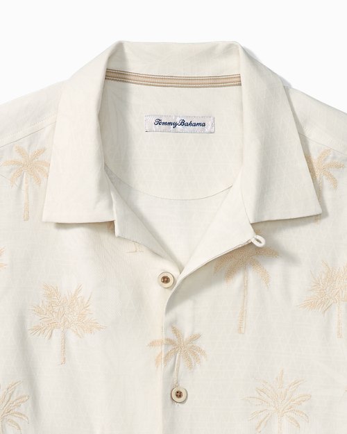Sandy Palms Embroidered Silk Camp Shirt
