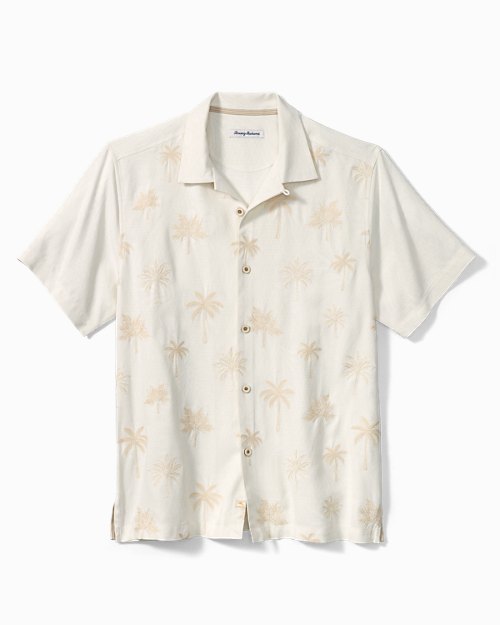 Sandy Palms Embroidered Silk Camp Shirt