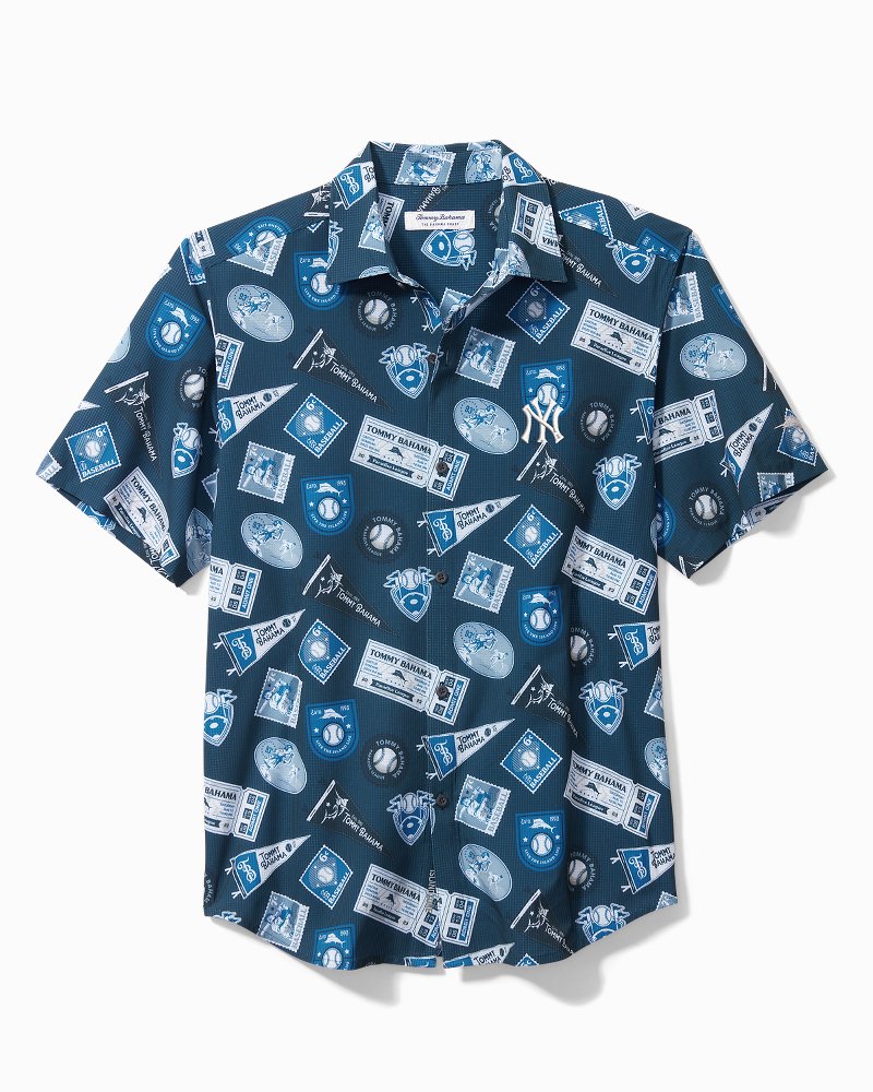 Men's Tommy Bahama Navy New York Yankees Tropical Horizons Button-Up Shirt Size: Large