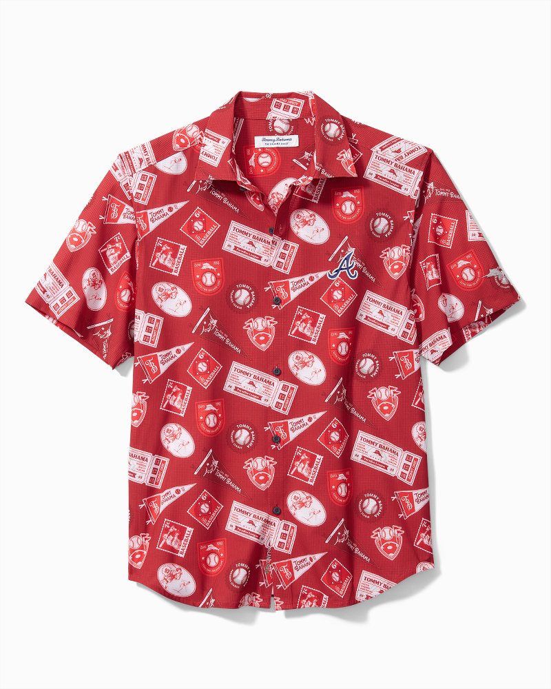 Atlanta Braves Tommy Bahama Tropical Horizons Button-Up Shirt - Navy