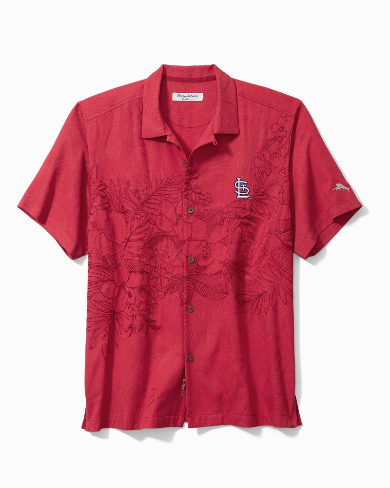 St. Louis Cardinals Tommy Bahama Sport Super Fan Silk Camp Shirt - Red