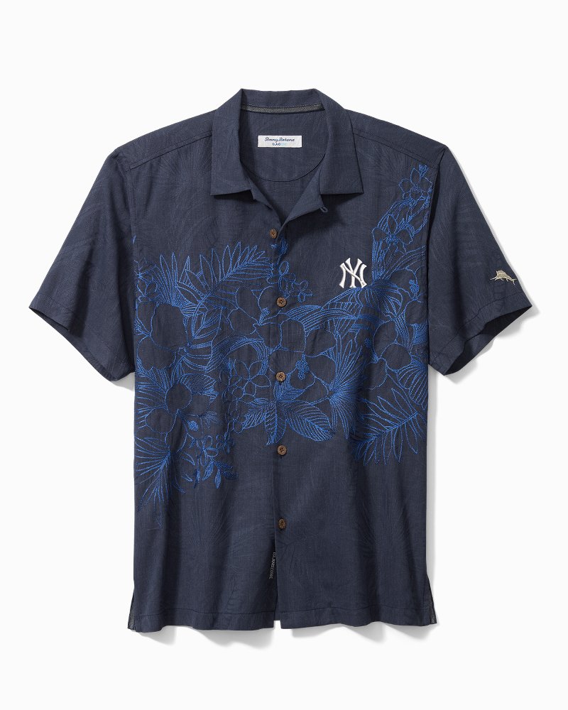 Men's New York Yankees Tommy Bahama Cream Baseball Camp Button-Up