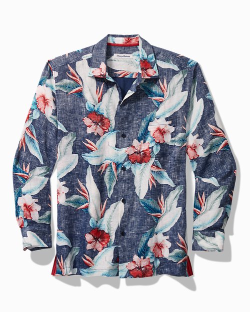 Cardona Blooms Linen Long-Sleeve Shirt