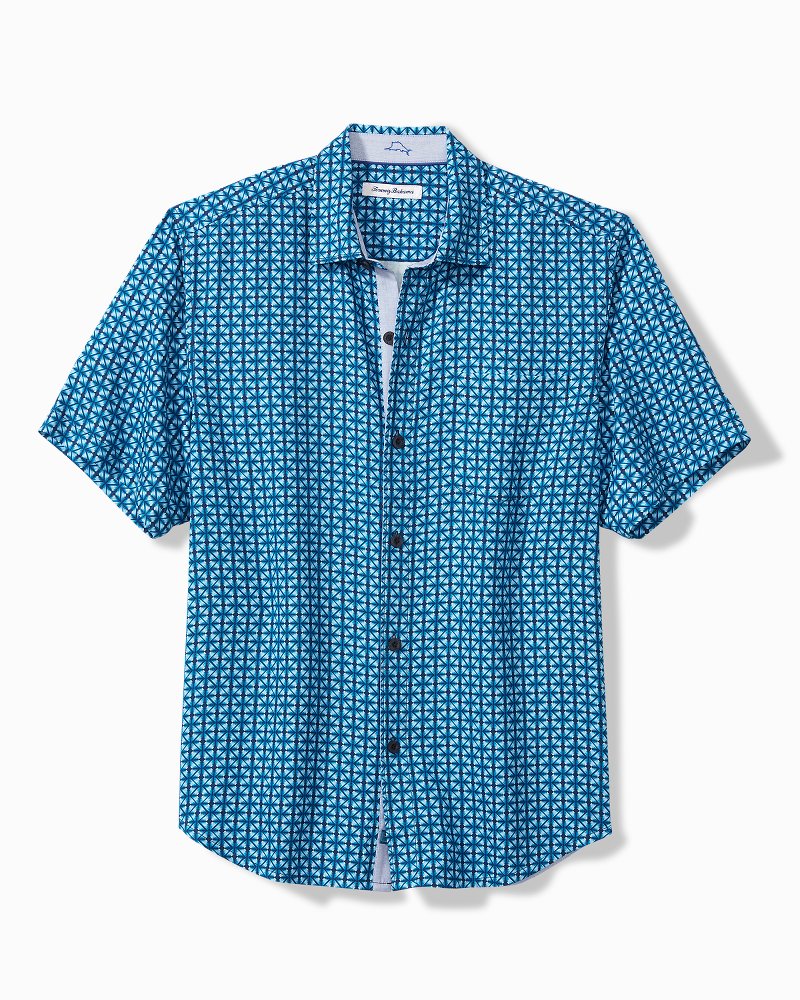 Tommy Bahama Men's Embroidered Surf The Wave Silk Camp Shirt (Color:  Continental, Size Large Tall) at  Men's Clothing store