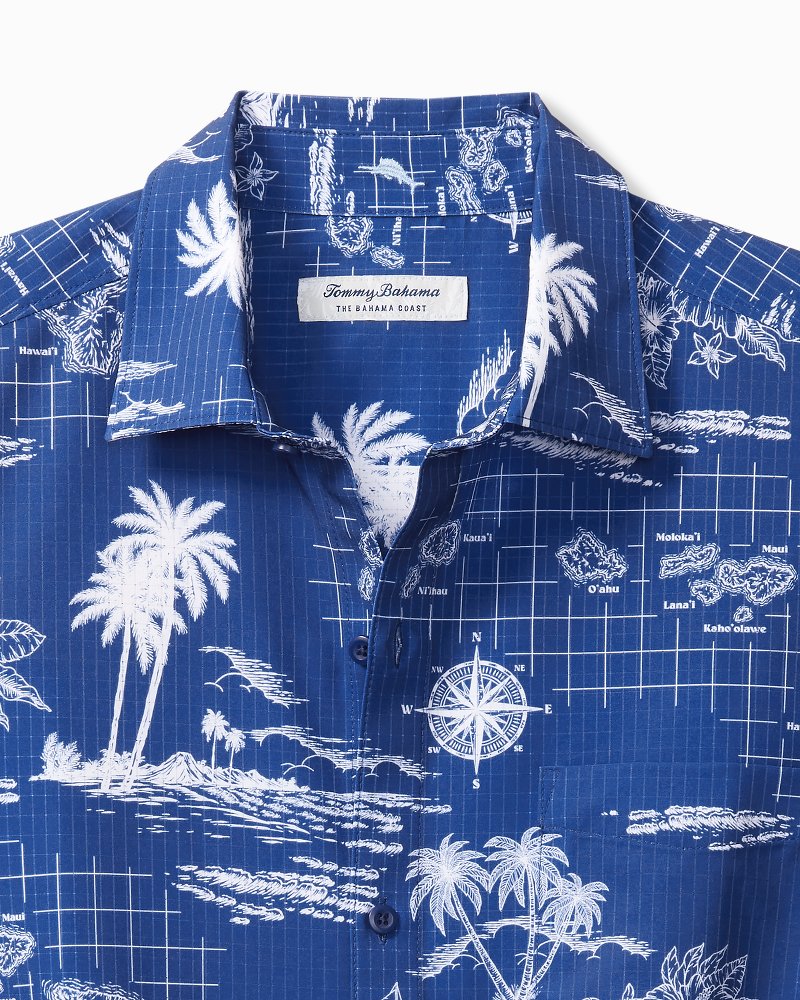 Tommy Bahama] Vintage Big Silhouette Silk Aloha Shirt Leaf Pattern