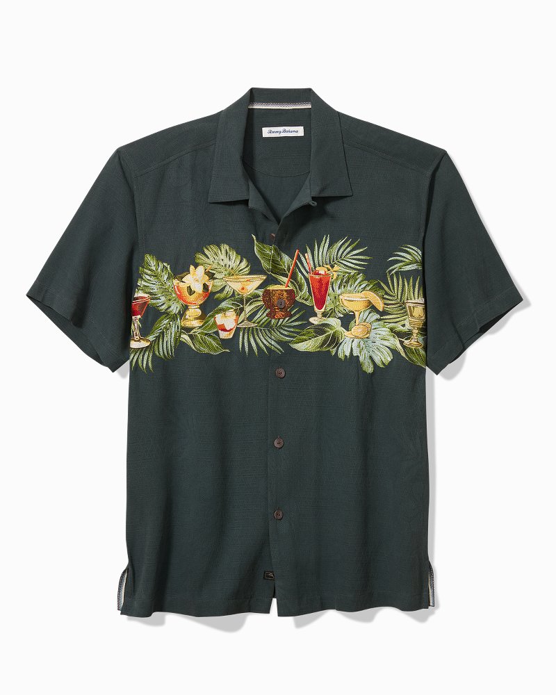 Avanti Paradise Floral Navy Silk Men's Hawaiian Shirt , Xs