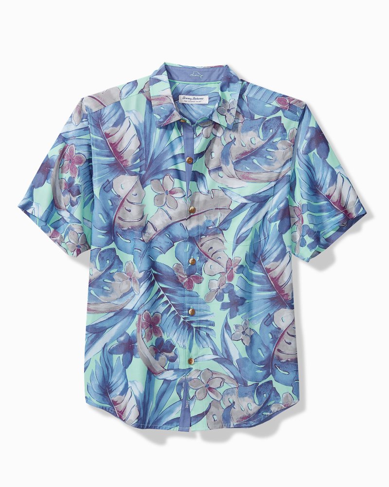 Men's Tommy Bahama Gray Navy Midshipmen Coconut Point Frondly Fan Camp IslandZone Button-Up Shirt Size: Medium