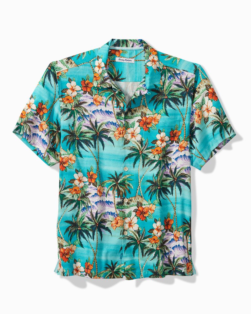 Tommy Bahama Women's Hawaiian Hot Spots Embroidered Silk Camp Shirt - Continental - Size L