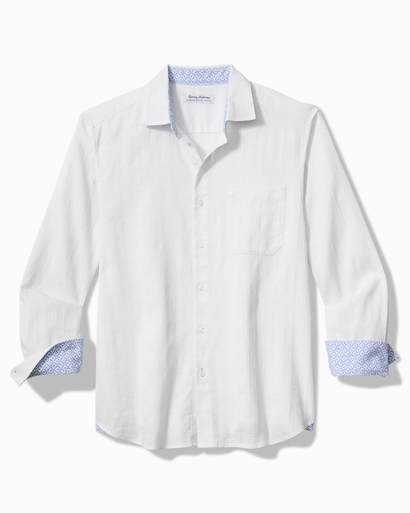 Barbados Breeze Playa Plaid Stretch-Linen Shirt