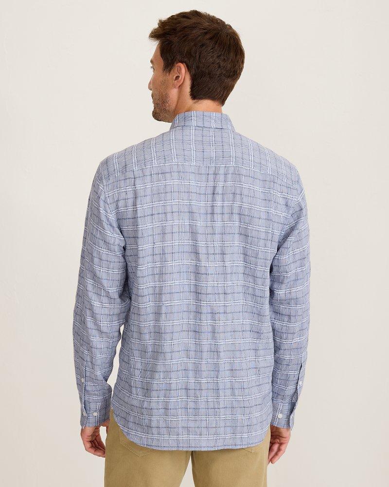Barbados Breeze Playa Plaid Stretch-Linen Shirt