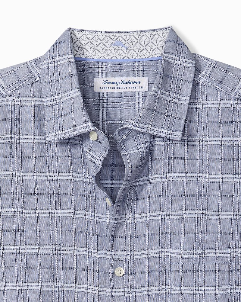 Barbados Breeze Playa Plaid Stretch-Linen Shirt