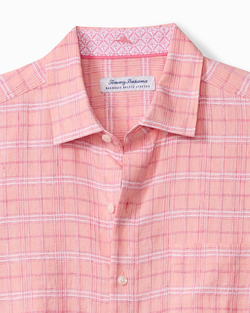 Barbados Breeze Playa Plaid Stretch-Linen Shirt