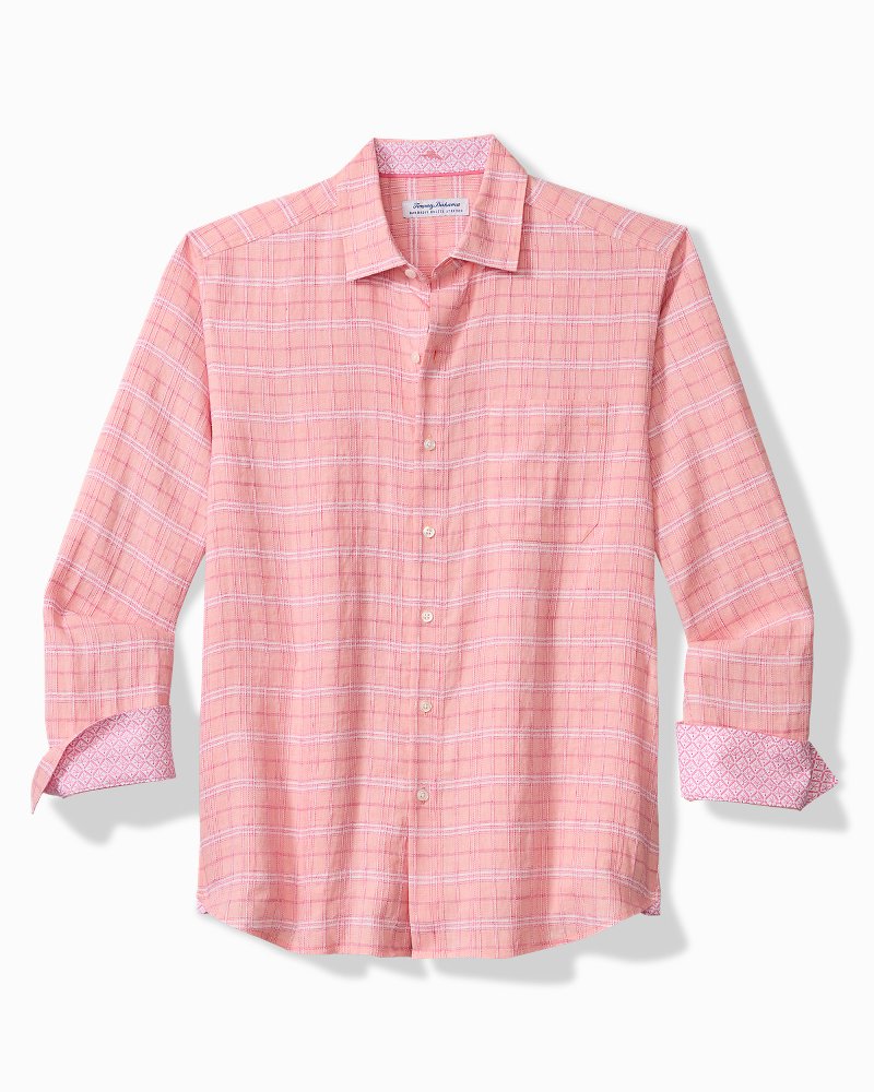 Barbados Breeze Playa Plaid Stretch-Linen Shirt