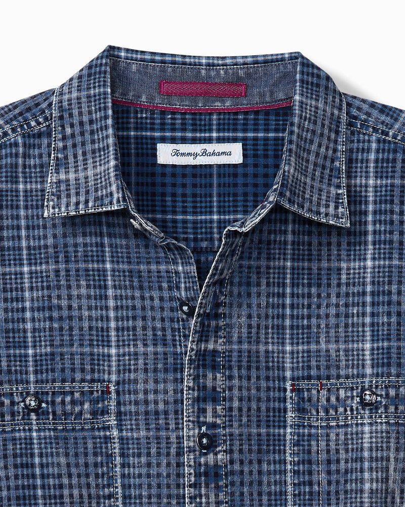 Blue Sea Plaid Long-Sleeve Shirt