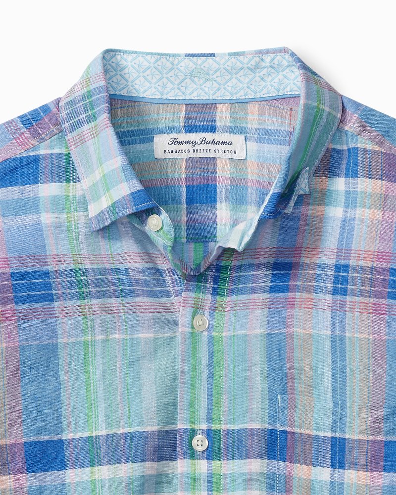 Barbados Breeze Villa Check Stretch-Linen Shirt