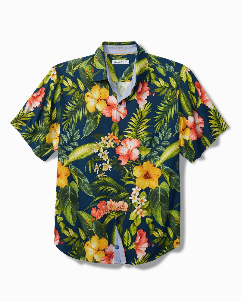 Tommy Bahama Men's Midnight Hibiscus Silk Camp Shirt - Island Navy - Size XXXL