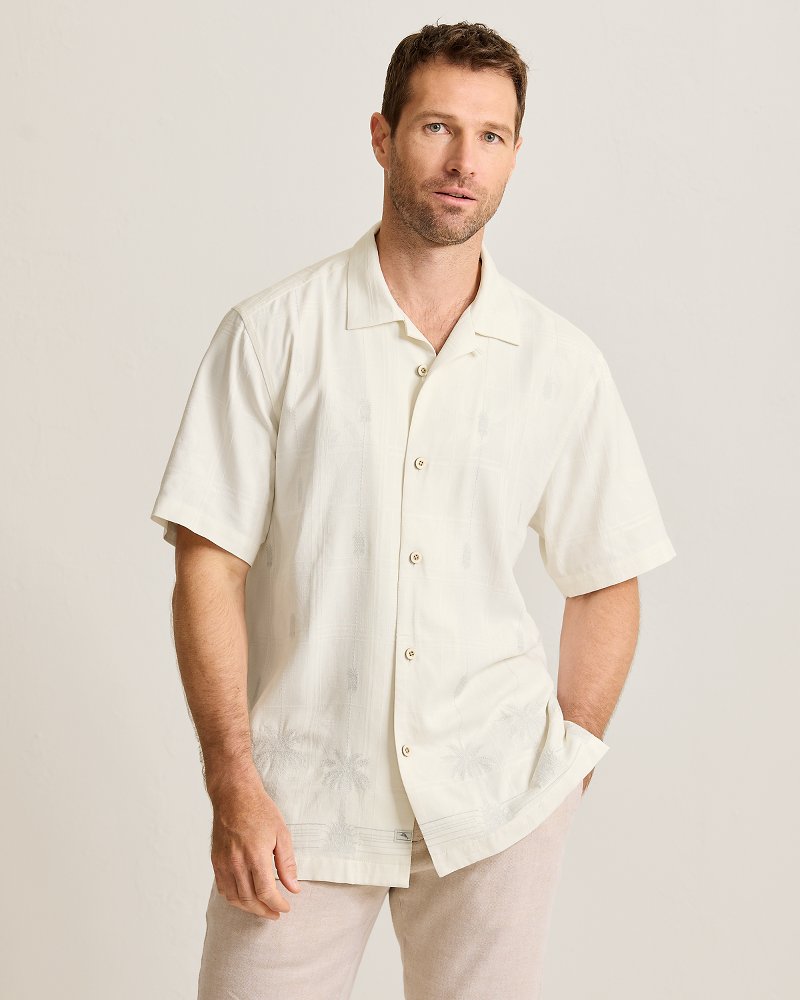 Pina Palms Embroidered Silk Camp Shirt