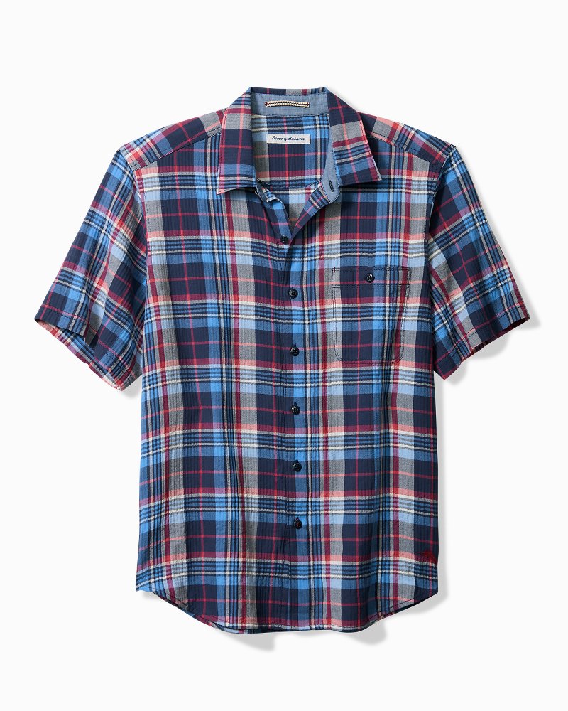 Beachside Cotton Summertime Plaidness Short-Sleeve Shirt