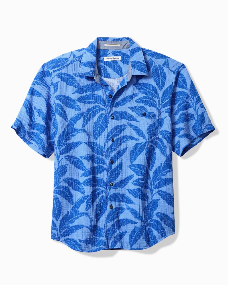 Beachside Cotton Azul Fronds Short-Sleeve Shirt