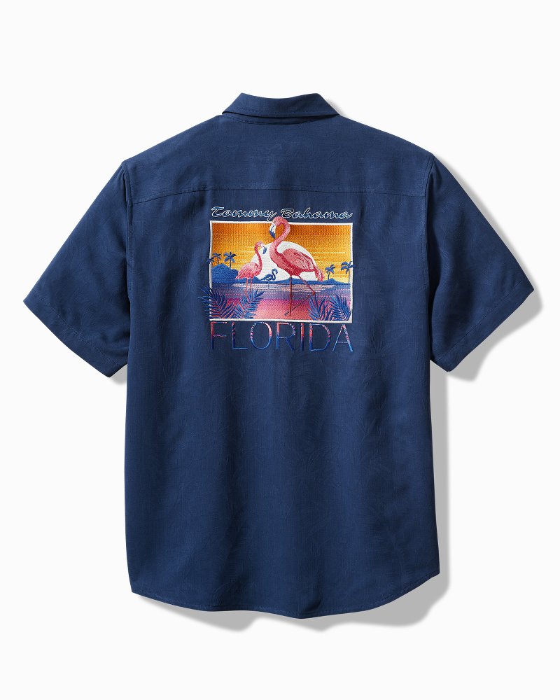 Tommy Bahama Men's Flamingo Sunset Silk Camp Shirt - Island Navy - Size XXXL