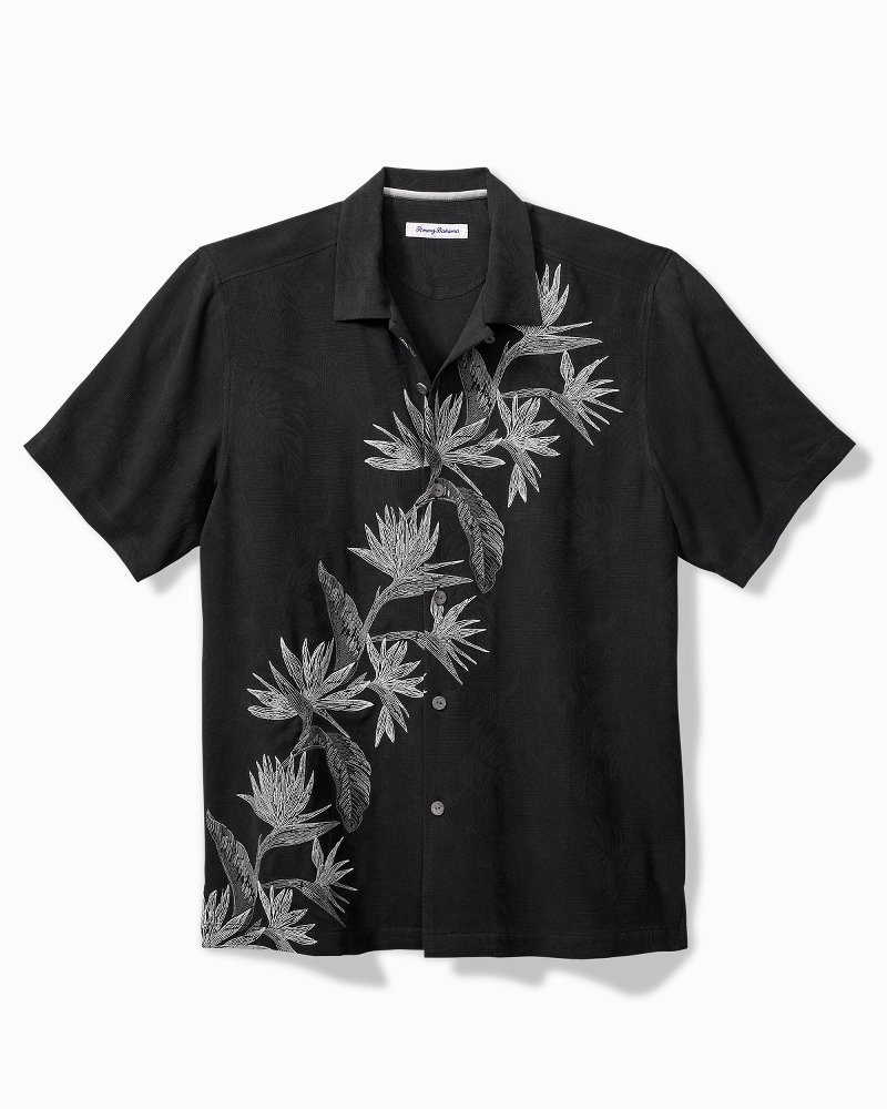 TOMMY shops BAHAMA Mens XXL black Silk Paradise Full-Embroidered Design