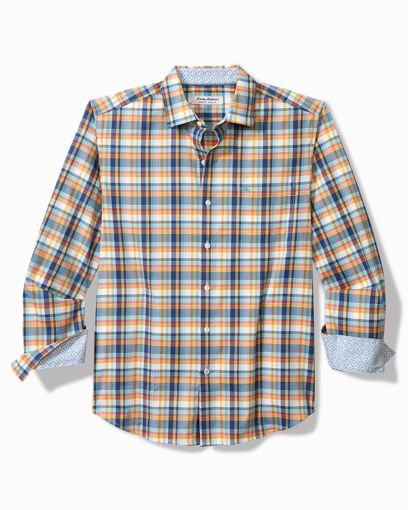 Tommy Bahama hot Siesta Key Kona Men's XLT Multicolor Plaid Performance Shirt New