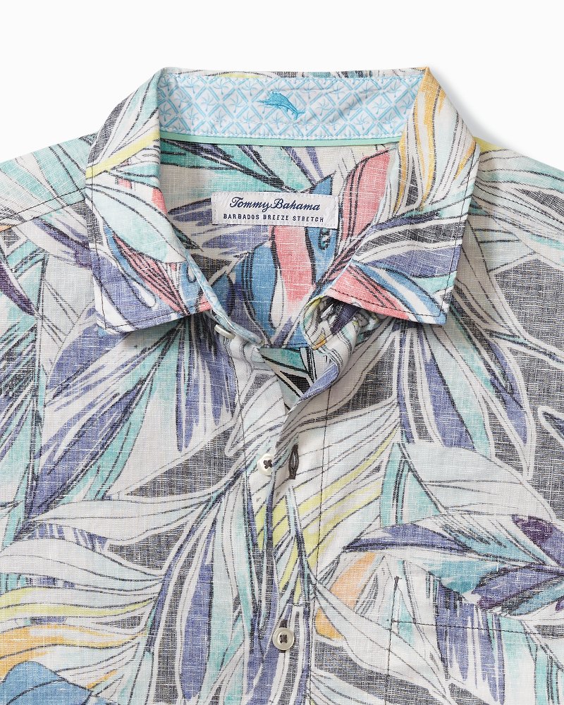 Barbados Breeze Lux Vines Stretch-Linen Shirt