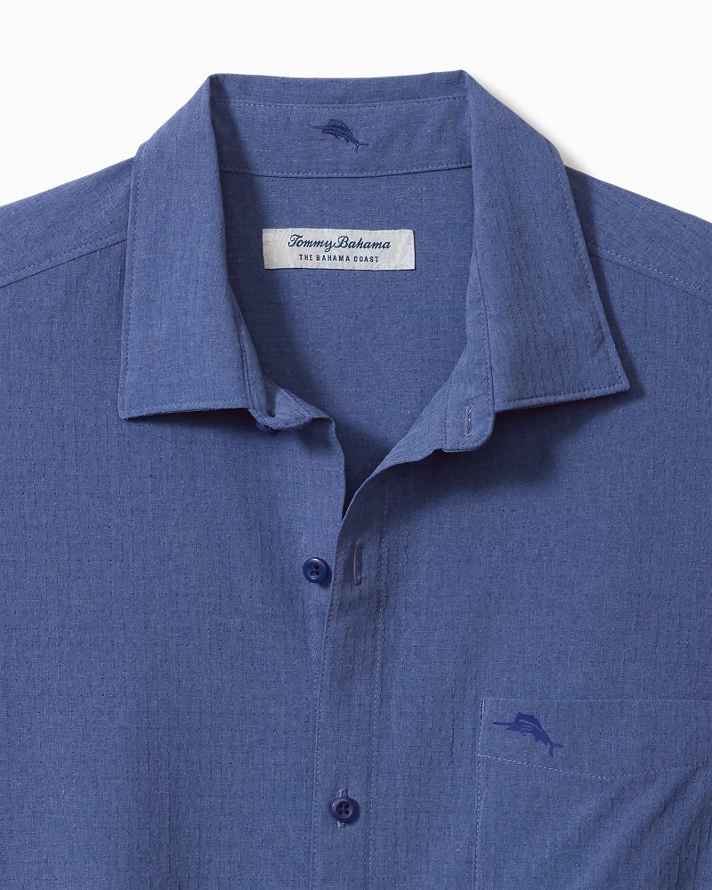 Outdoor Life Button-Up Mens Large Blue Long Sleeve Collared Shirt Suede Logo