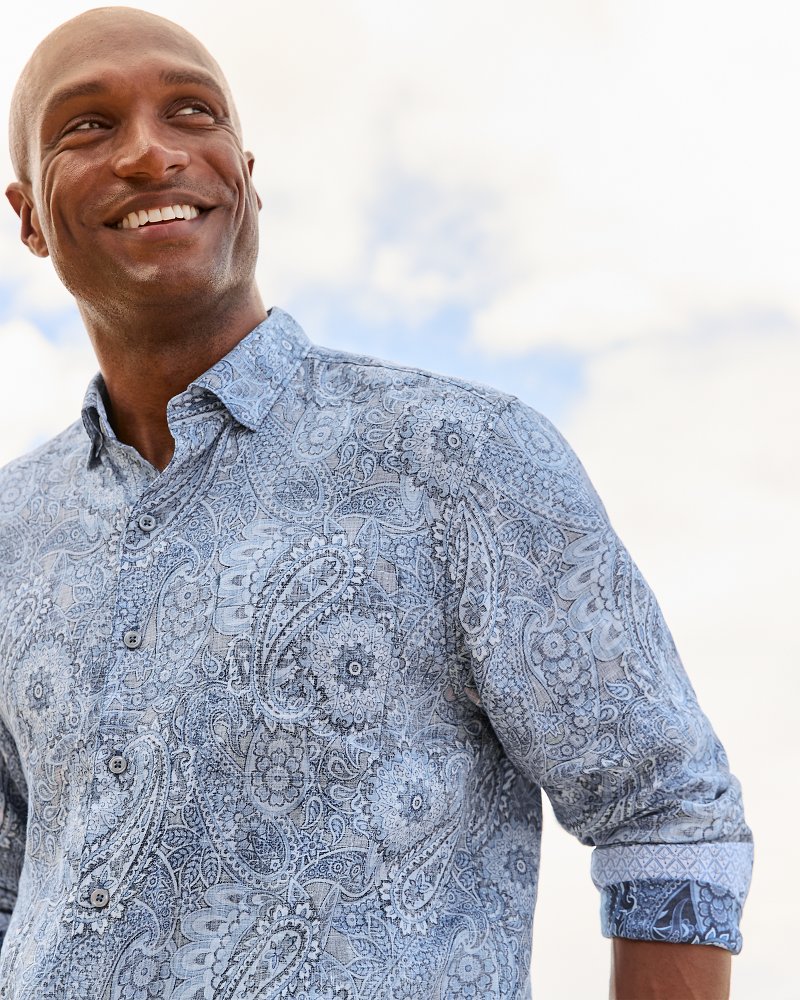 Thumbnail for Blue Seas Medallion Linen Shirt