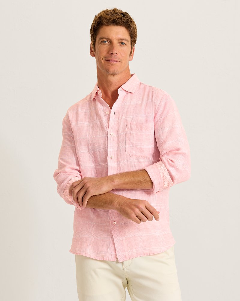 Paradisio Plaid Linen Long-Sleeve Shirt
