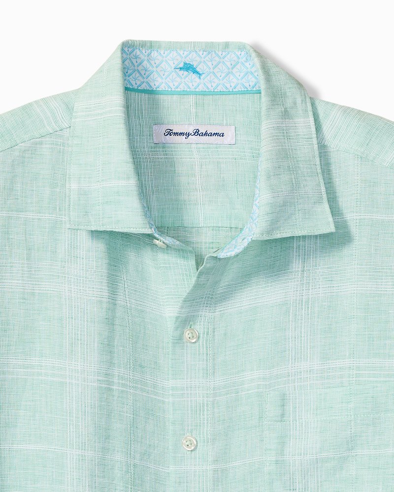 Paradisio Plaid Linen Long-Sleeve Shirt