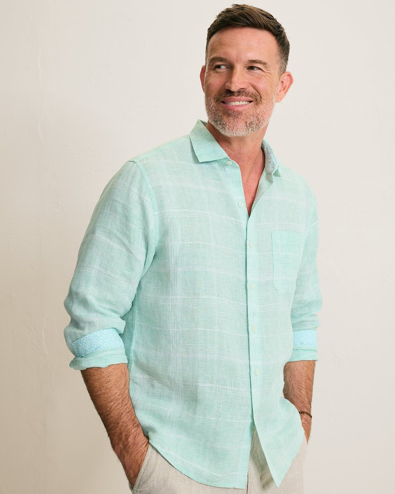 Paradisio Plaid Linen Long-Sleeve Shirt thumbnail 3