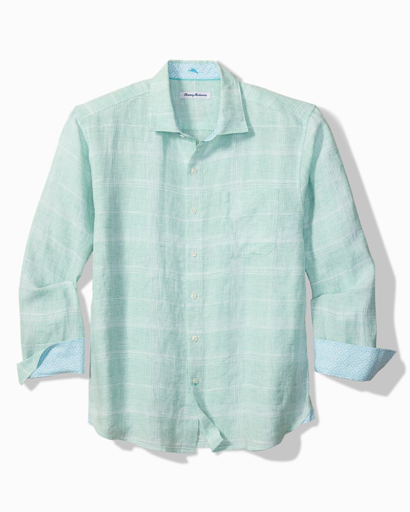 Paradisio Plaid Linen Long-Sleeve Shirt