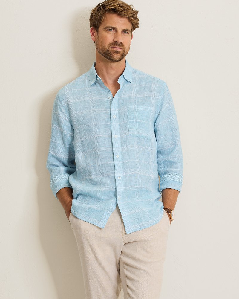 Paradisio Plaid Linen Long-Sleeve Shirt thumbnail 3
