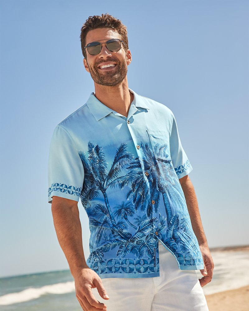 Thumbnail for Hibiscus Hues Silk Camp Shirt