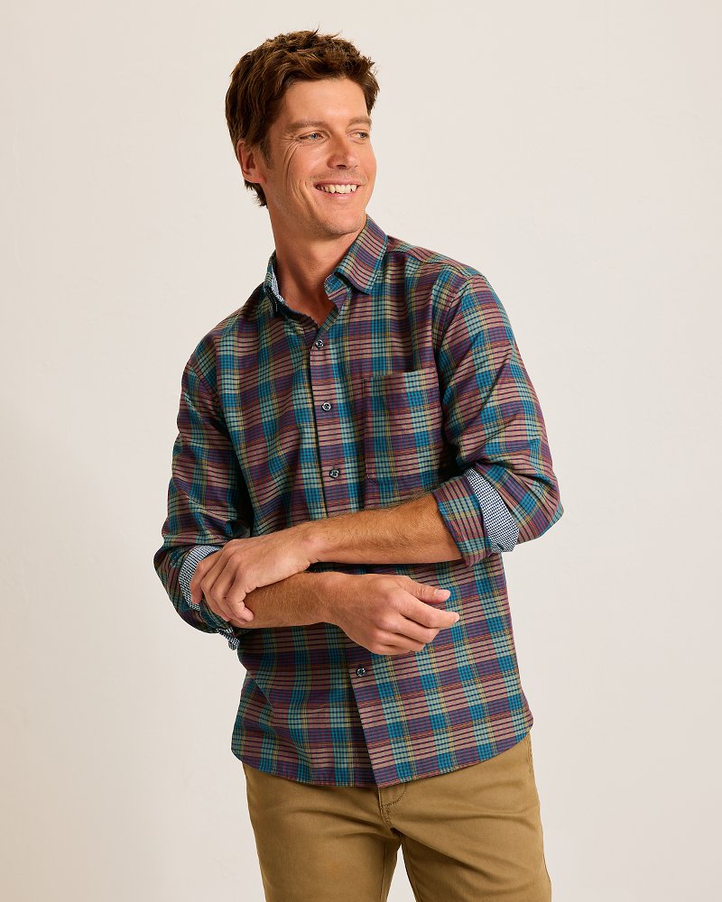Bordeaux Plaid Silk-Blend Shirt