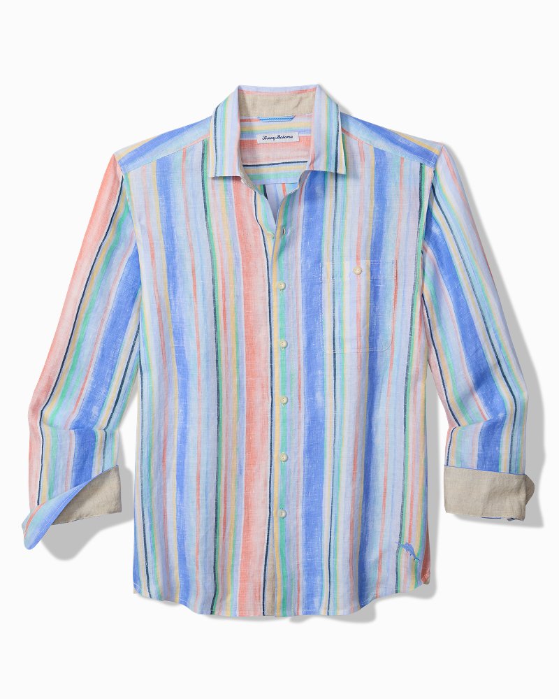 Paloma Stripe Long-Sleeve Linen Shirt